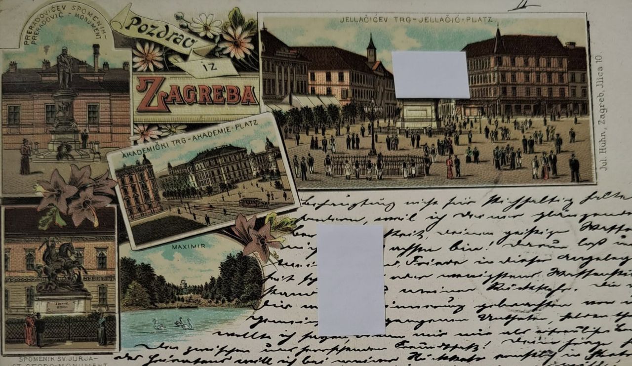 Zagreb 1896. godine, razglednica, litografija
